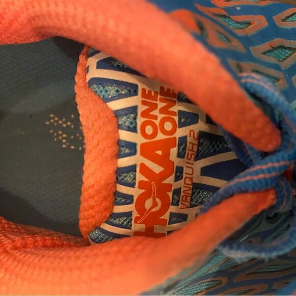 HOKA ONE ONE Vanquish 2 Blue Womens Size 9.5 Running Athletic Blue Melon - Picture 4 of 11